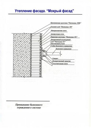 Примыкание балконного ограждения к системе утепления